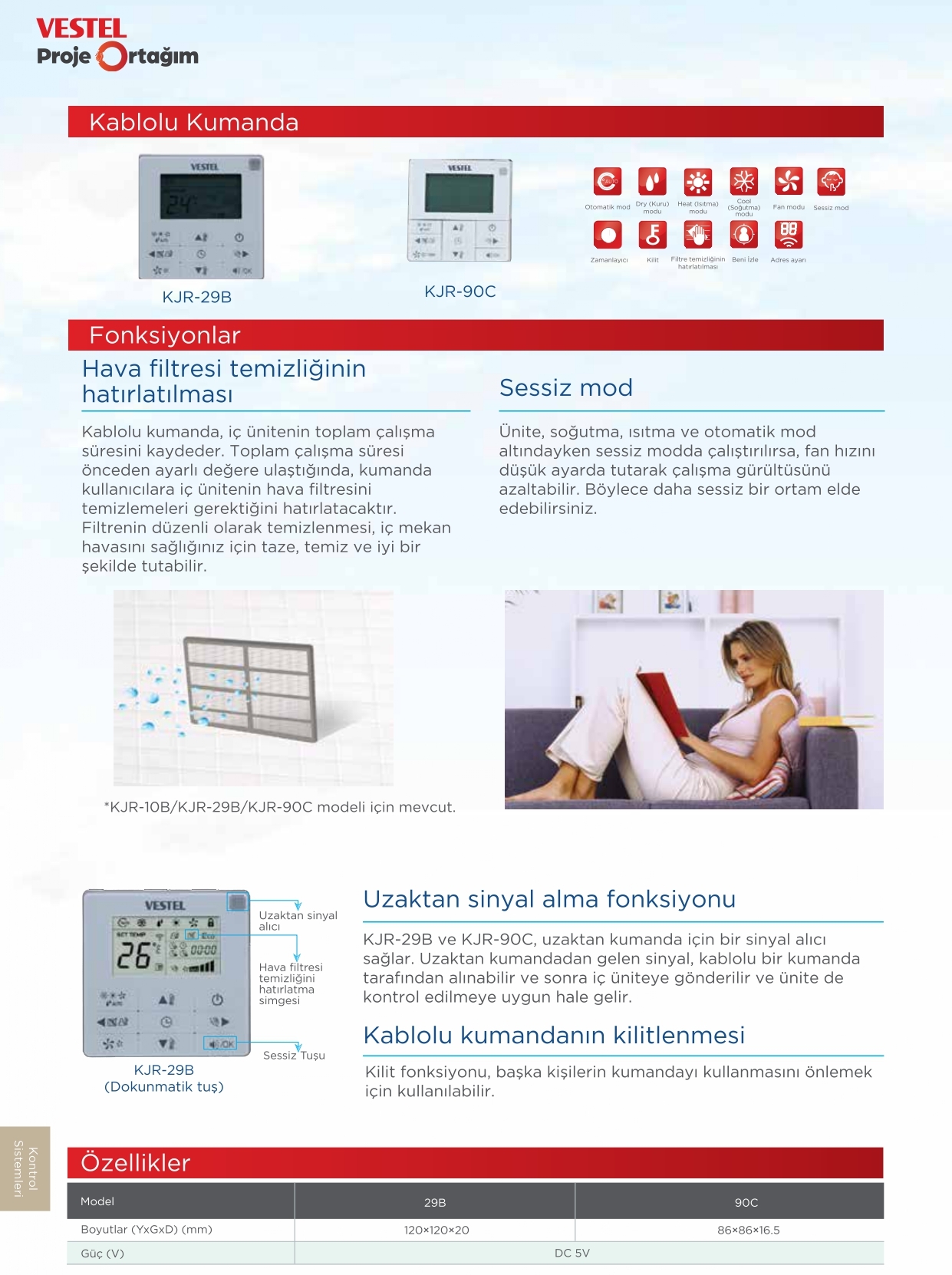 Kablolu Kumanda (KJR-29B KJR-90C)-ürün özellikleri görseli