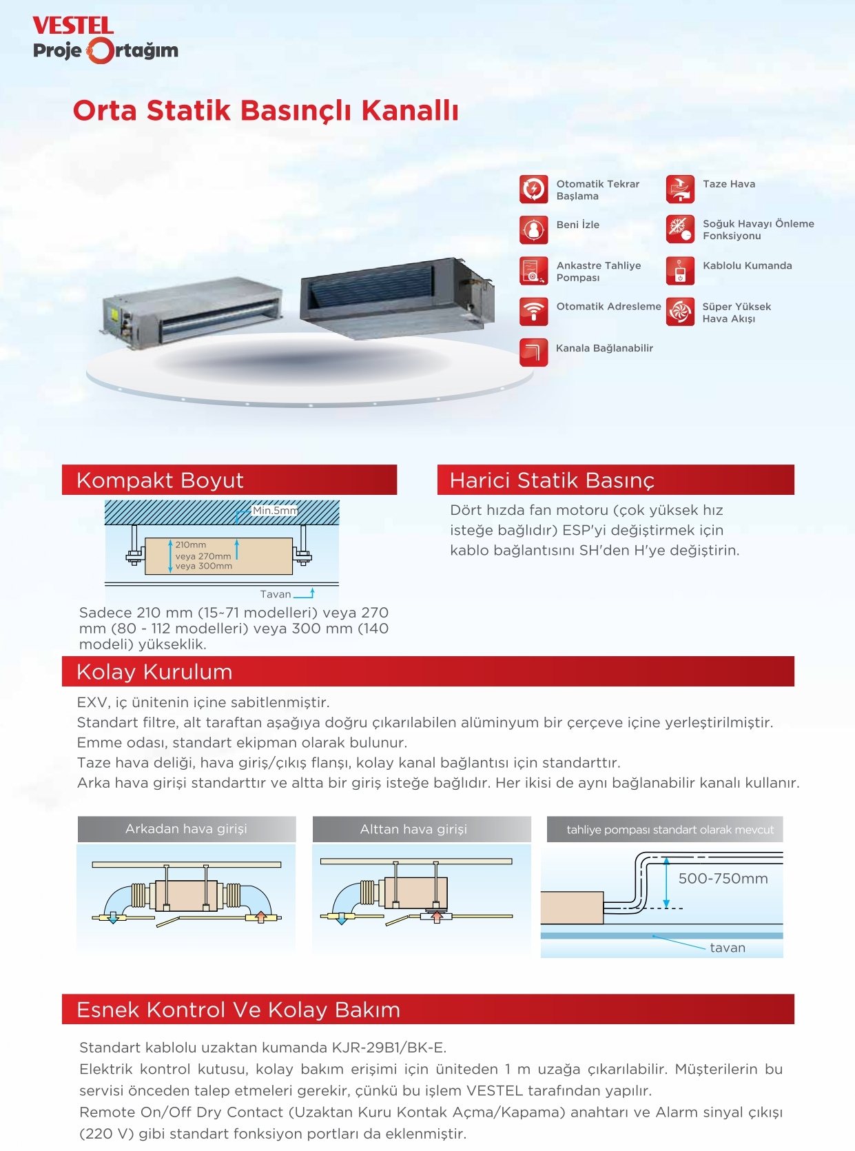 Orta Statik Basınçlı Kanallı ürün özellikleri görseli